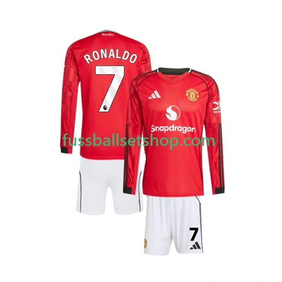 Günstige Fußball Trikotsatz Manchester United Cristiano Ronaldo 7 Kinder Heimtrikot 2025-2026 Langarm