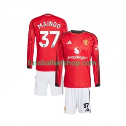 Günstige Fußball Trikotsatz Manchester United Kobbie Mainoo 37 Kinder Heimtrikot 2025-2026 Langarm