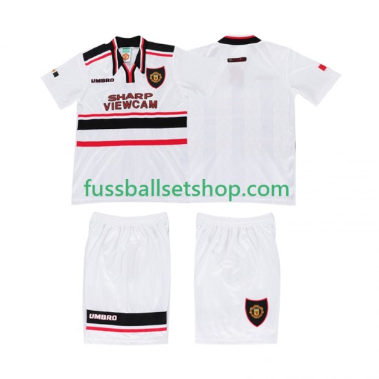 Günstige Fußball Trikotsatz Manchester United Retro Kinder Auswärtstrikot 1998 Kurzarm