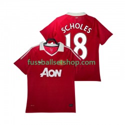 Günstige Fußball Trikotsatz Manchester United SCHOLES 18 Retro Herren Heimtrikot 2011 2010 Kurzarm