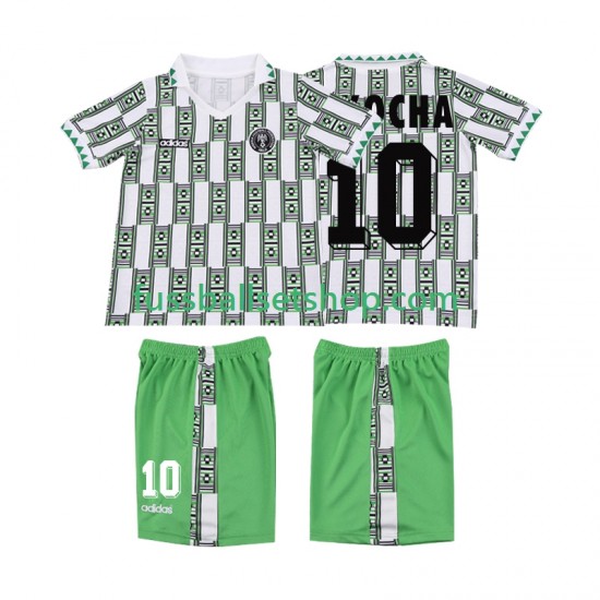 Günstige Fußball Trikotsatz Nigeria OKOCHA 10 Retro Kinder Auswärtstrikot 1994 Kurzarm