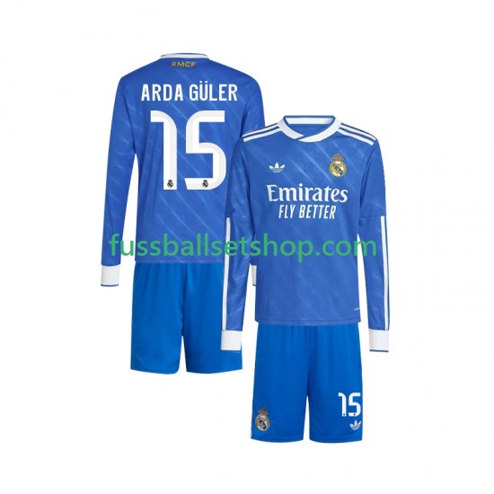 Günstige Fußball Trikotsatz Real Madrid Arda Guler 15 Kinder Ausweichtrikot 2025-2026 Langarm