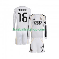 Günstige Fußball Trikotsatz Real Madrid Endrick 16 Kinder Heimtrikot 2025-2026 Langarm
