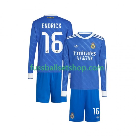 Günstige Fußball Trikotsatz Real Madrid Endrick 16 Kinder Ausweichtrikot 2025-2026 Langarm
