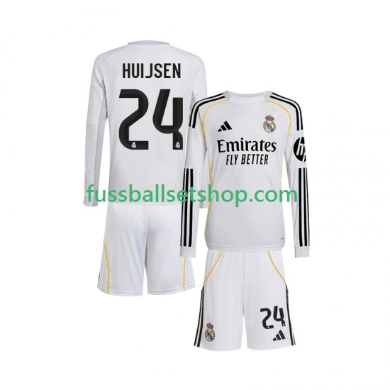 Günstige Fußball Trikotsatz Real Madrid Huijsen 24 Kinder Heimtrikot 2025-2026 Langarm