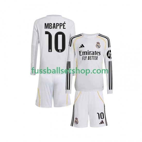 Günstige Fußball Trikotsatz Real Madrid Mbappé Kylian 10 Kinder Heimtrikot 2025-2026 Langarm