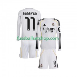 Günstige Fußball Trikotsatz Real Madrid Rodrygo 11 Kinder Heimtrikot 2025-2026 Langarm