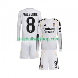 Günstige Fußball Trikotsatz Real Madrid Valverde 8 Kinder Heimtrikot 2025-2026 Langarm