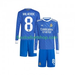 Günstige Fußball Trikotsatz Real Madrid Valverde 8 Kinder Ausweichtrikot 2025-2026 Langarm