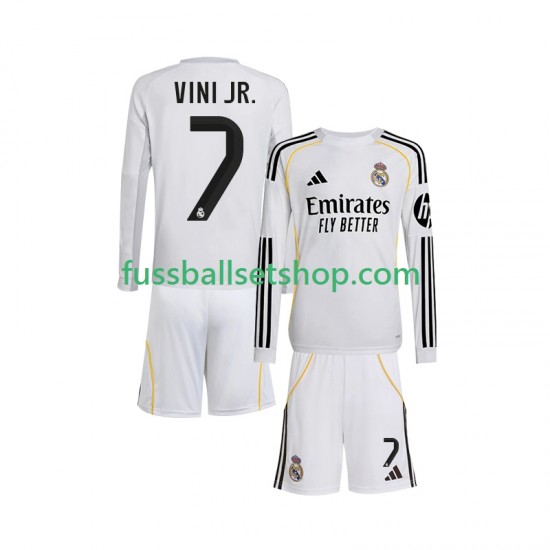 Günstige Fußball Trikotsatz Real Madrid Vinicius Junior 7 Kinder Heimtrikot 2025-2026 Langarm