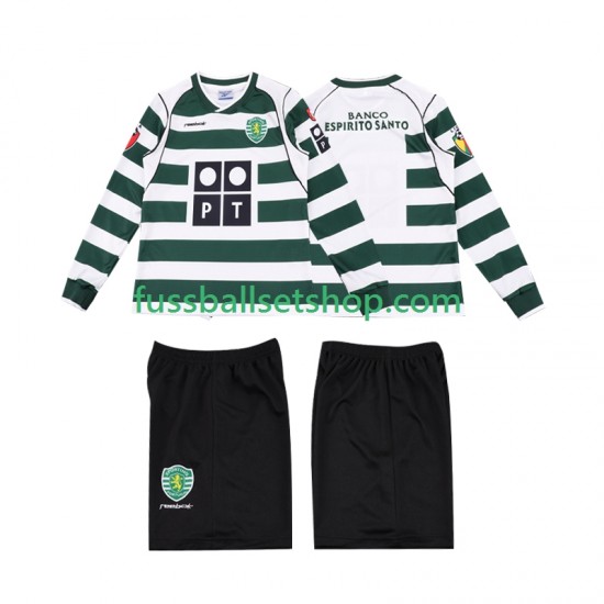 Günstige Fußball Trikotsatz Sporting CP 2001 2003 Retro Kinder Heimtrikot Langarm