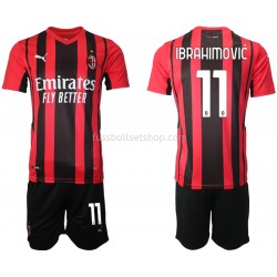 Günstige Fußball Trikotsatz AC Milan Zlatan Ibrahimovic 11 Kinder Heimtrikot 2021-2022 Kurzarm
