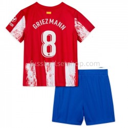 Günstige Fußball Trikotsatz Atlético Madrid Antoine Griezmann 8 Kinder Heimtrikot 2021-2022 Kurzarm