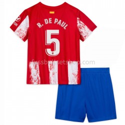 Günstige Fußball Trikotsatz Atlético Madrid Rodrigo De Paul 5 Kinder Heimtrikot 2021-2022 Kurzarm