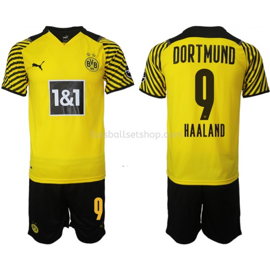 Günstige Fußball Trikotsatz BVB Borussia Dortmund Erling Haaland 9 Kinder Heimtrikot 2021-2022 Kurzarm