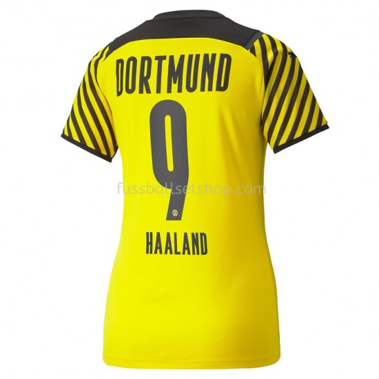 Günstige Fußball Trikotsatz BVB Borussia Dortmund Erling Haaland 9 Frauen Heimtrikot 2021-2022 Kurzarm