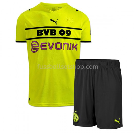 Günstige Fußball Trikotsatz BVB Borussia Dortmund Kinder Ausweichtrikot 2021-2022 Kurzarm