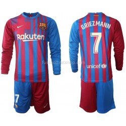 Günstige Fußball Trikotsatz FC Barcelona Antoine Griezmann 7 Kinder Heimtrikot 2021-2022 Langarm