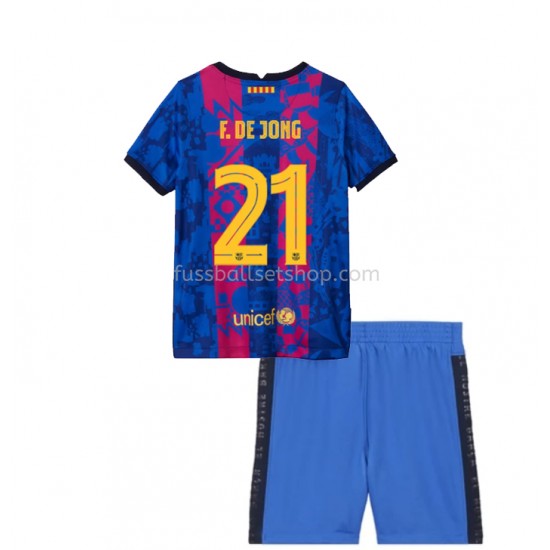 Günstige Fußball Trikotsatz FC Barcelona Frenkie de Jong 21 Kinder Ausweichtrikot 2021-2022 Kurzarm