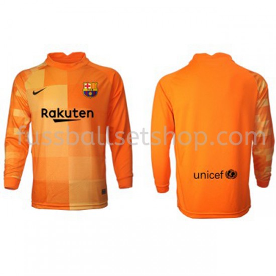 Günstige Fußball Trikotsatz FC Barcelona Torwart Heimtrikot 2021-2022 Langarm