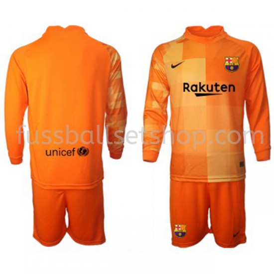 Günstige Fußball Trikotsatz FC Barcelona Torwart Kinder Heimtrikot 2021-2022 Langarm