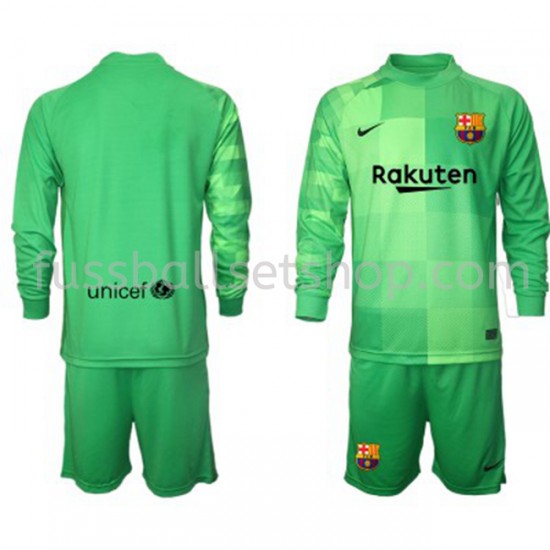Günstige Fußball Trikotsatz FC Barcelona Torwart Kinder Ausweichtrikot 2021-2022 Langarm
