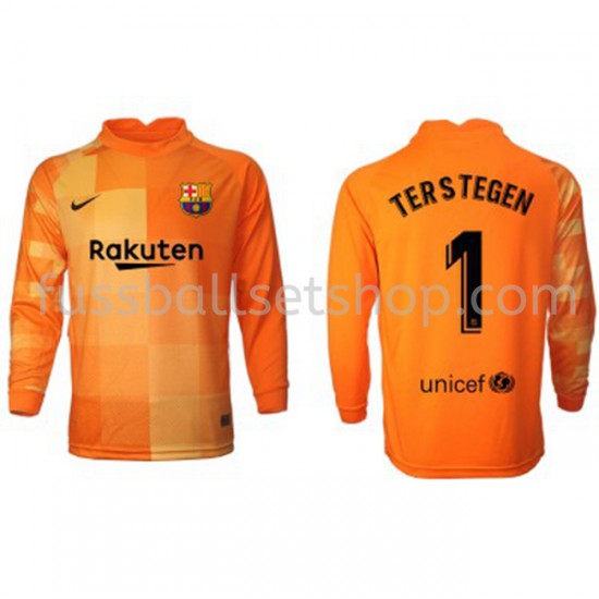Günstige Fußball Trikotsatz FC Barcelona Torwart Ter Stegen 1 Heimtrikot 2021-2022 Langarm