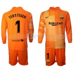 Günstige Fußball Trikotsatz FC Barcelona Torwart Ter Stegen 1 Kinder Heimtrikot 2021-2022 Langarm