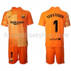 Günstige Fußball Trikotsatz FC Barcelona Torwart Ter Stegen 1 Kinder Heimtrikot 2021-2022 Kurzarm