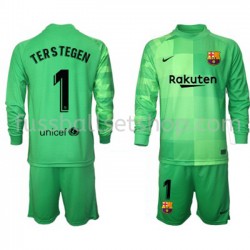 Günstige Fußball Trikotsatz FC Barcelona Torwart Ter Stegen 1 Kinder Ausweichtrikot 2021-2022 Langarm