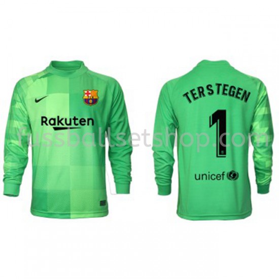 Günstige Fußball Trikotsatz FC Barcelona Torwart Ter Stegen 1 Ausweichtrikot 2021-2022 Langarm