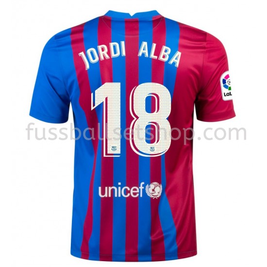 Günstige Fußball Trikotsatz FC Barcelona Jordi Alba 18 Heimtrikot 2021-2022 Kurzarm