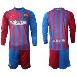 Günstige Fußball Trikotsatz FC Barcelona Kinder Heimtrikot 2021-2022 Langarm