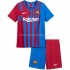 Günstige Fußball Trikotsatz FC Barcelona Kinder Heimtrikot 2021-2022 Kurzarm