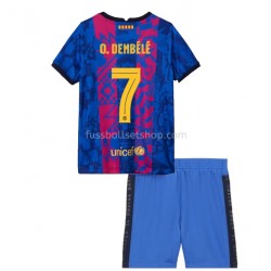 Günstige Fußball Trikotsatz FC Barcelona O. Dembele 7 Kinder Ausweichtrikot 2021-2022 Kurzarm