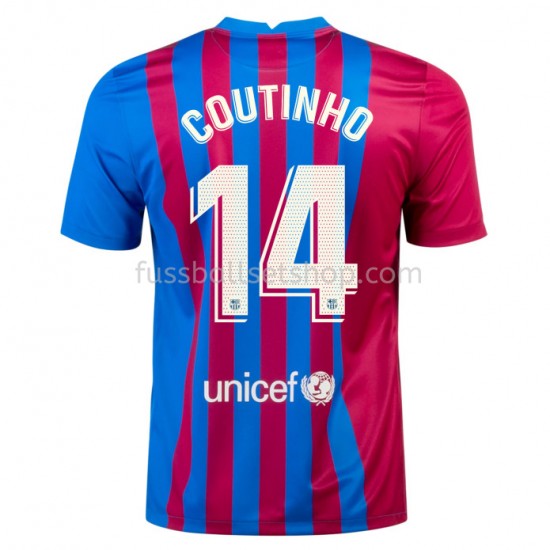 Günstige Fußball Trikotsatz FC Barcelona Philippe Coutinho 14 Heimtrikot 2021-2022 Kurzarm