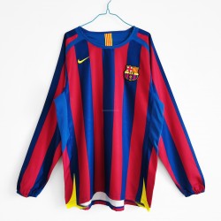 Günstige Fußball Trikotsatz FC Barcelona Retro Heimtrikot 2005-2006 Langarm