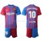 Günstige Fußball Trikotsatz FC Barcelona Ronaldinho 10 Kinder Heimtrikot 2021-2022 Kurzarm