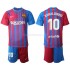 Günstige Fußball Trikotsatz FC Barcelona Ronaldinho 10 Kinder Heimtrikot 2021-2022 Kurzarm