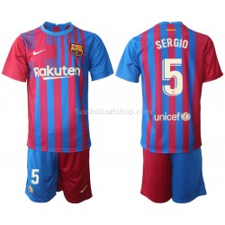 Günstige Fußball Trikotsatz FC Barcelona Sergio Busquets 5 Kinder Heimtrikot 2021-2022 Kurzarm