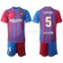 Günstige Fußball Trikotsatz FC Barcelona Sergio Busquets 5 Kinder Heimtrikot 2021-2022 Kurzarm