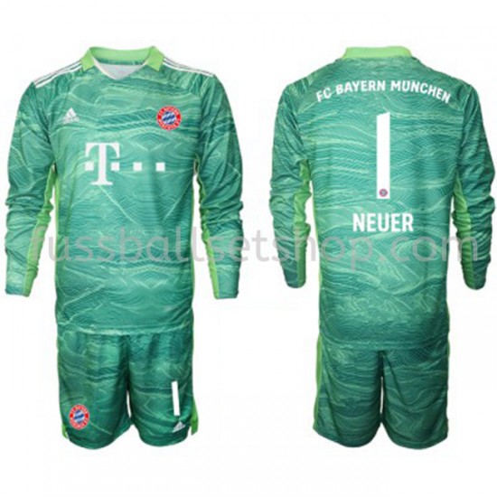 Günstige Fußball Trikotsatz FC Bayern München Torwart Manuel Neuer 1 Kinder Ausweichtrikot 2021-2022 Langarm