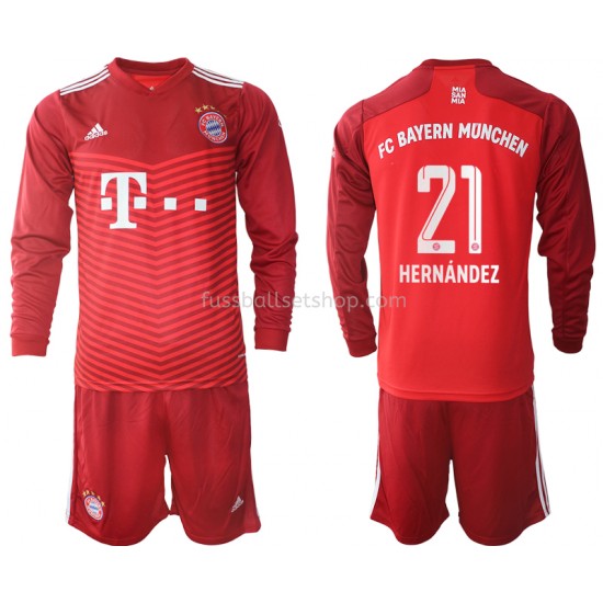 Günstige Fußball Trikotsatz FC Bayern München Lucas Hernandez 21 Kinder Heimtrikot 2021-2022 Langarm