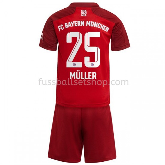 Günstige Fußball Trikotsatz FC Bayern München Thomas Müller 25 Kinder Heimtrikot 2021-2022 Kurzarm