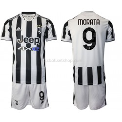 Günstige Fußball Trikotsatz Juventus Turin Alvaro Morata 9 Kinder Heimtrikot 2021-2022 Kurzarm