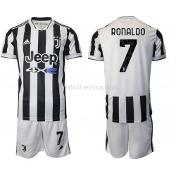 Günstige Fußball Trikotsatz Juventus Turin Cristiano Ronaldo 7 Kinder Heimtrikot 2021-2022 Kurzarm