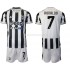 Günstige Fußball Trikotsatz Juventus Turin Cristiano Ronaldo 7 Kinder Heimtrikot 2021-2022 Kurzarm