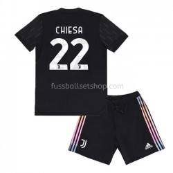 Günstige Fußball Trikotsatz Juventus Turin Federico Chiesa 22 Kinder Auswärtstrikot 2021-2022 Kurzarm