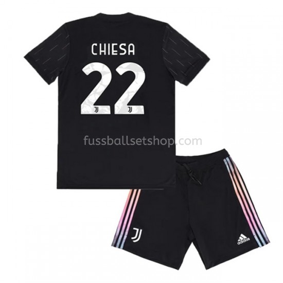 Günstige Fußball Trikotsatz Juventus Turin Federico Chiesa 22 Kinder Auswärtstrikot 2021-2022 Kurzarm