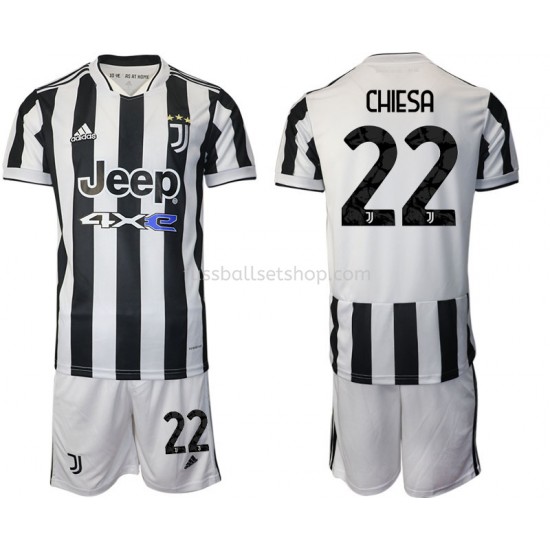 Günstige Fußball Trikotsatz Juventus Turin Federico Chiesa 22 Kinder Heimtrikot 2021-2022 Kurzarm